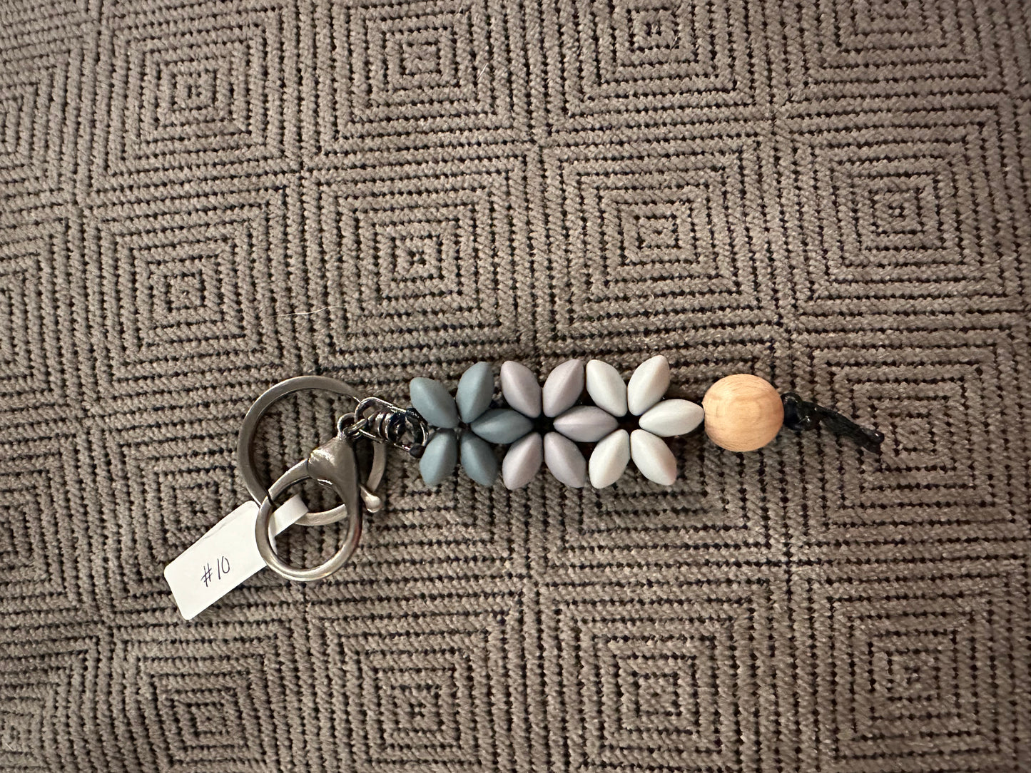 3 flower Beaded keychain