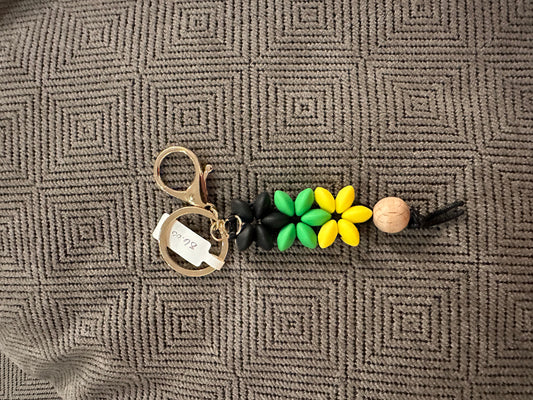 3 flower Beaded keychain