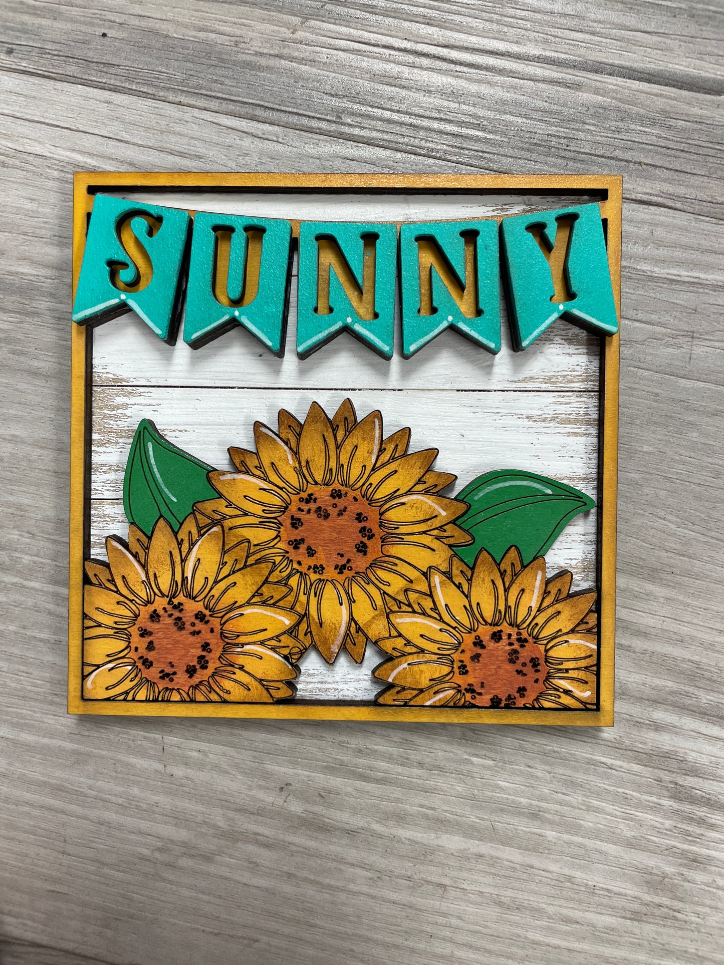 Sunflower themed interchangeable square and rectangle inserts