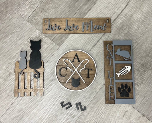 Live love meow cat interchangeable wagon/shelf insert set