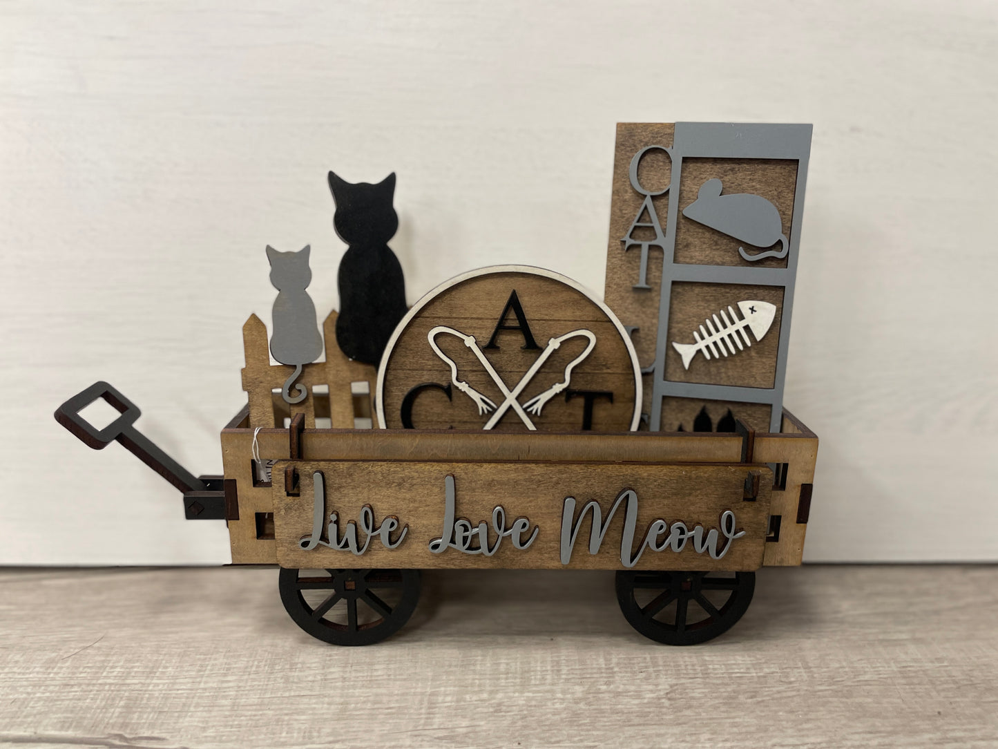 Live love meow cat interchangeable wagon/shelf insert set