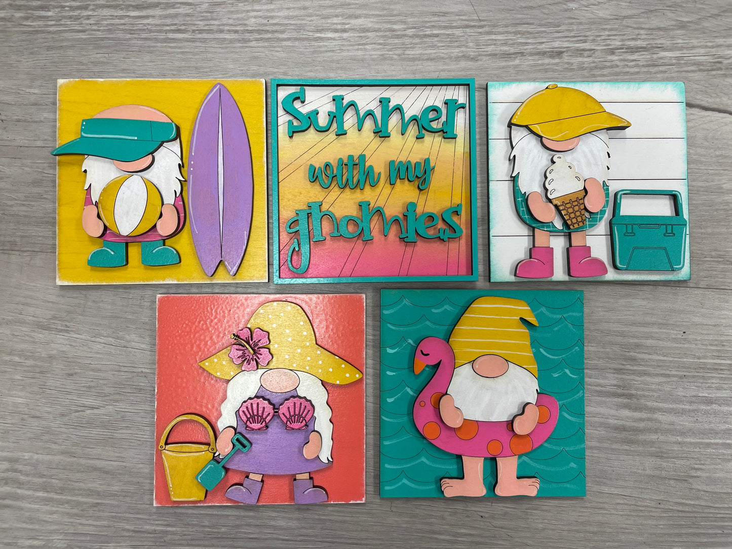 Summer gnomes interchangeable square inserts