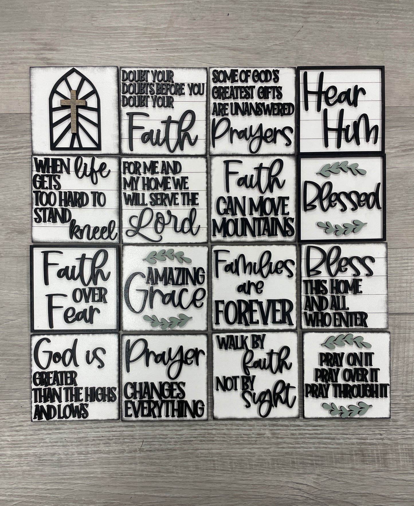 Faith themed interchangeable square inserts