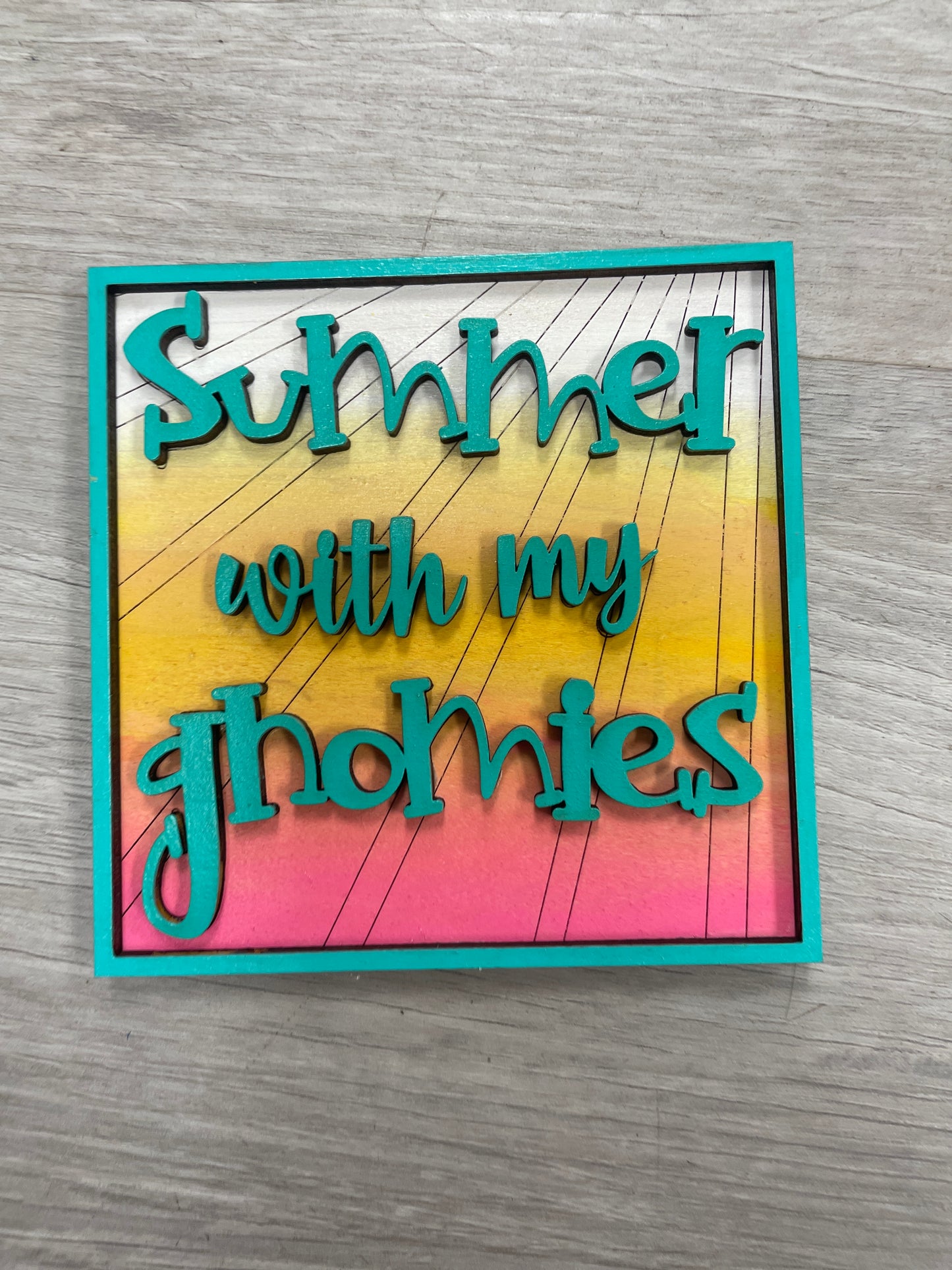 Summer gnomes interchangeable square inserts