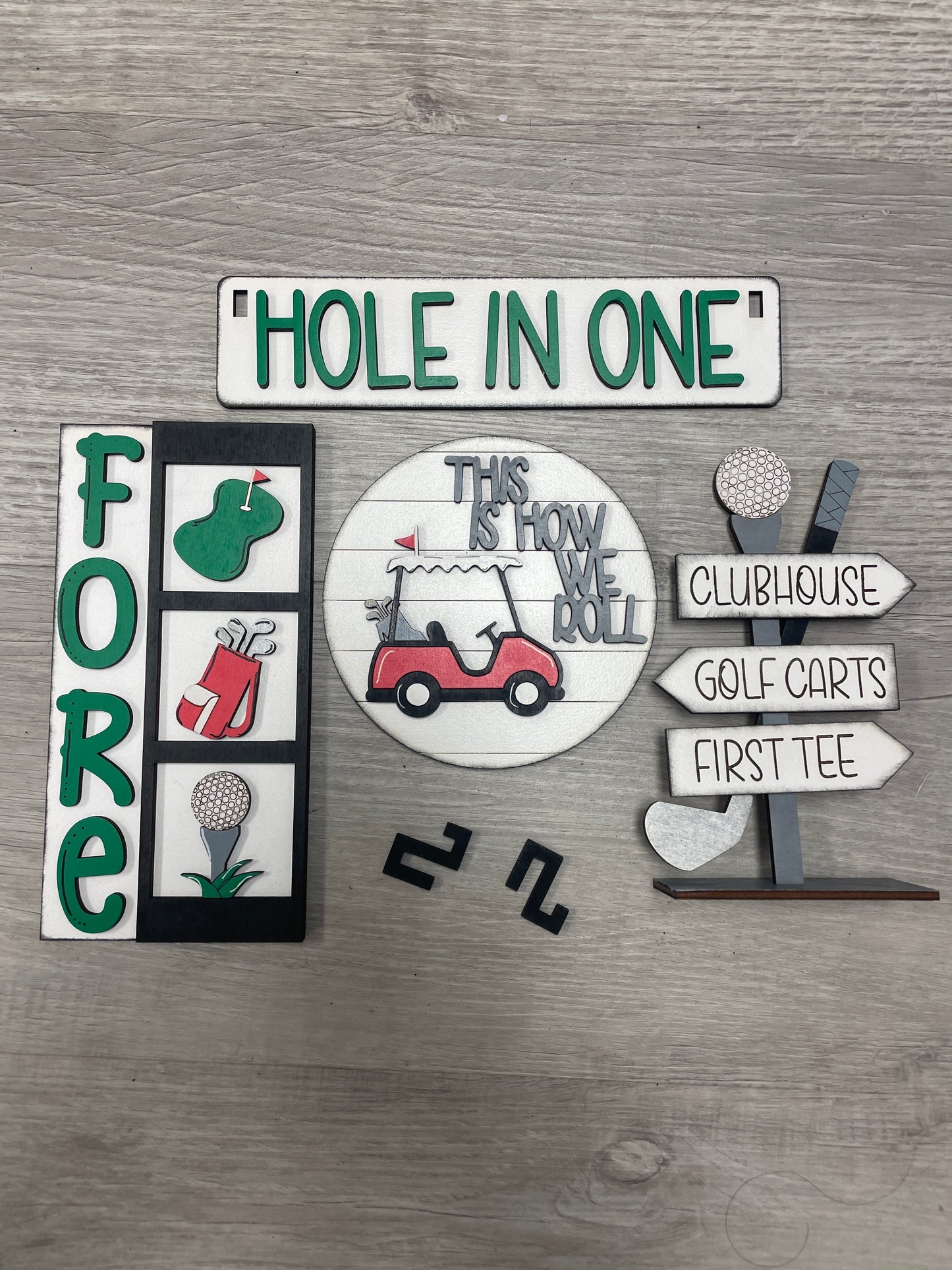 Golf interchangeable set for the wagon and shelf