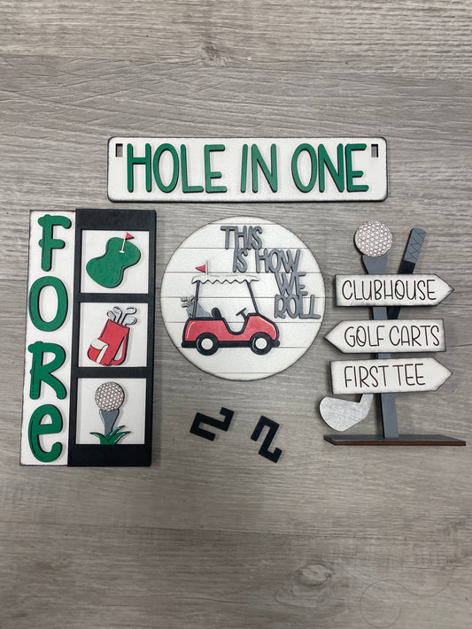 Golf interchangeable set for the wagon and shelf