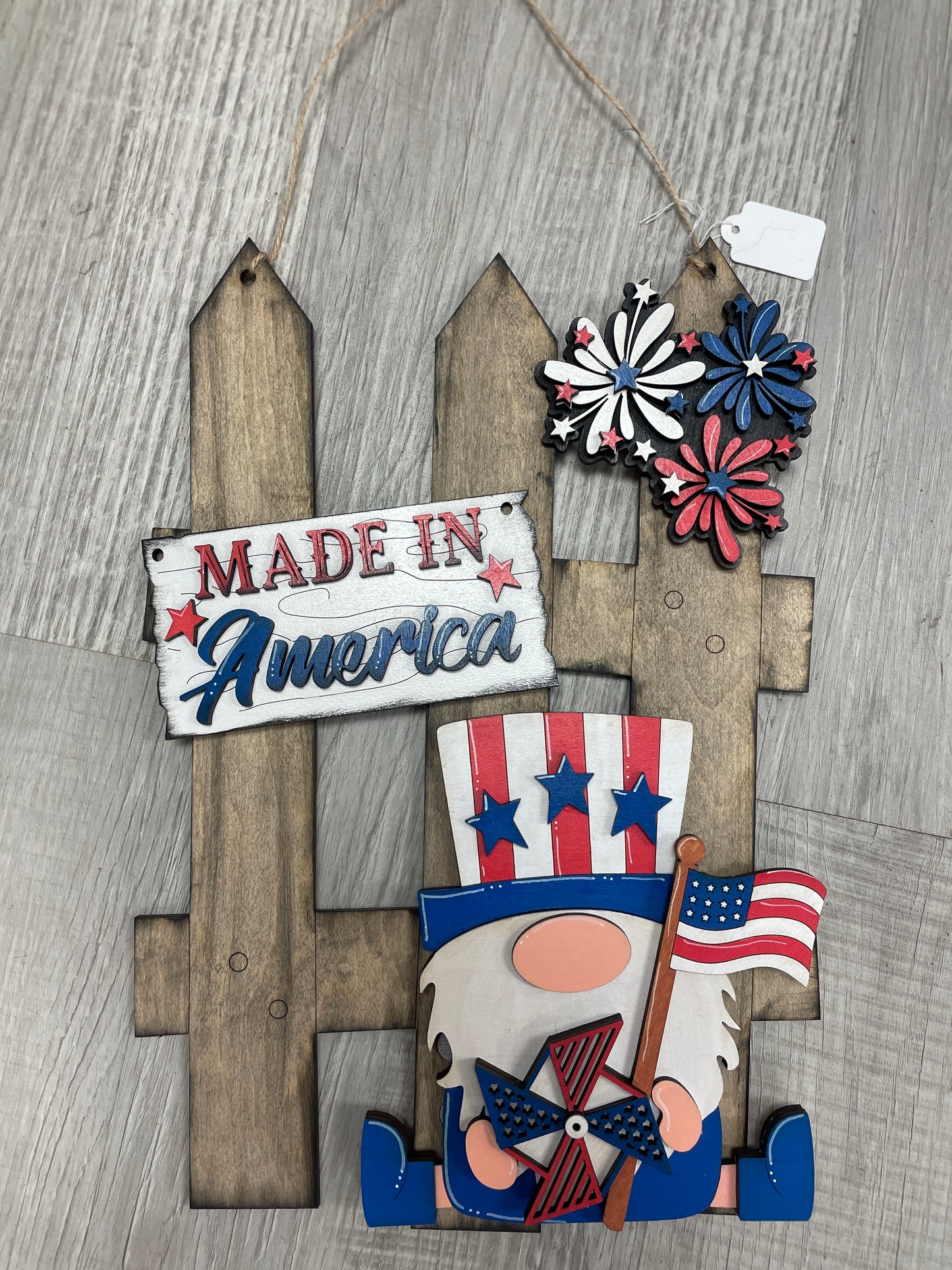 Gnome made in America patriotic interchangeable fence set