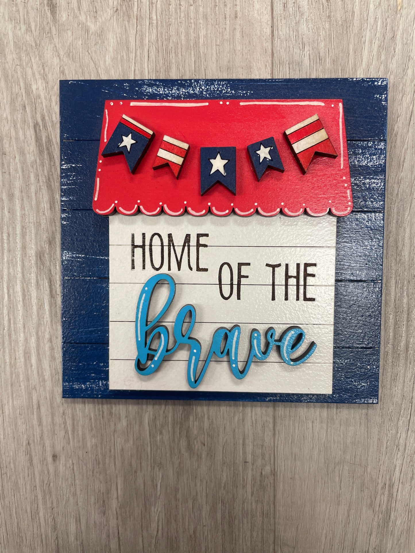 Fourth of July themed interchangeable square and rectangle inserts