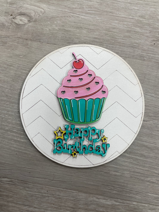 Happy birthday round interchangeable insert