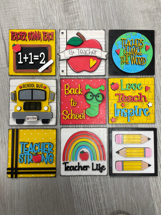 Teacher/school themed square inserts