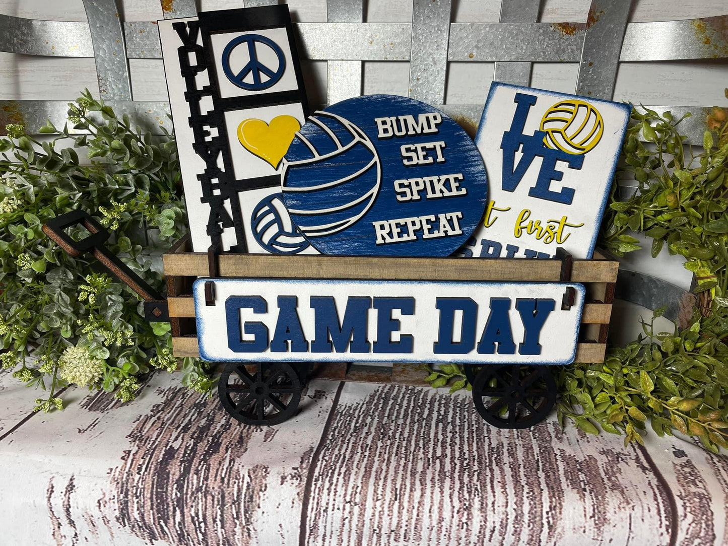 Game day volleyball wagon/shelf set