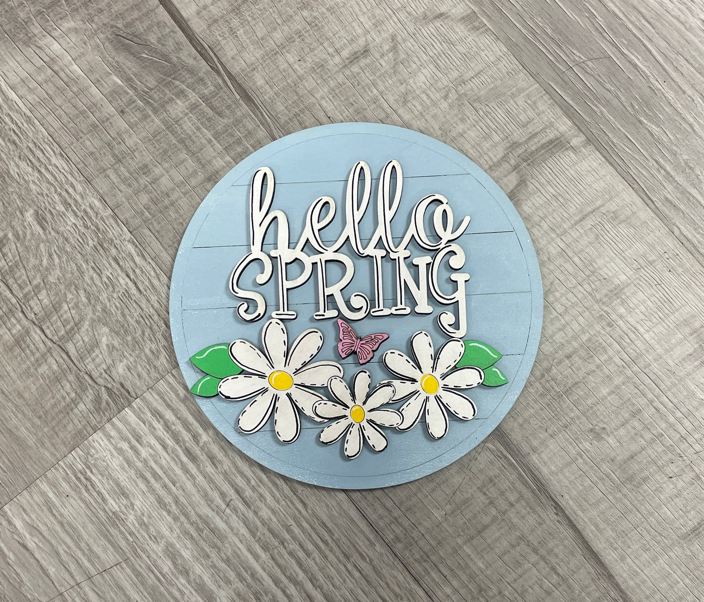 Hello spring daisies round interchangeable insert