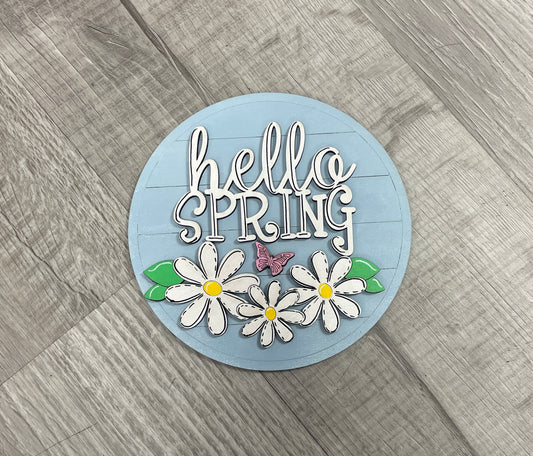 Hello spring daisies round interchangeable insert
