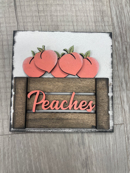Crate of peaches square insert