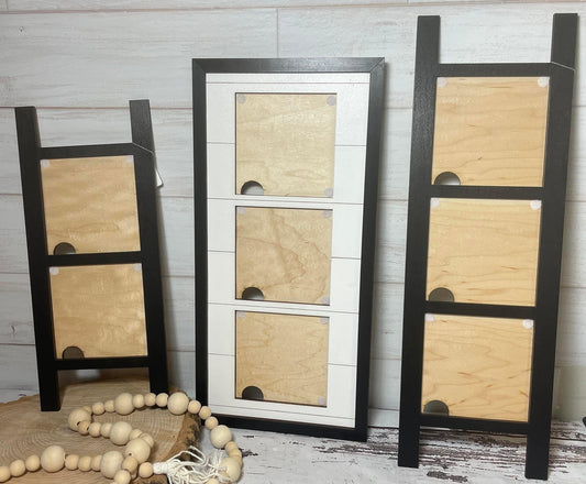 Ladders and frames for interchangeable square inserts