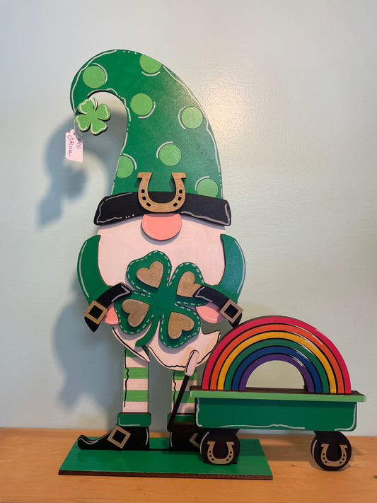 St. Patrick’s day standing gnome and wagon