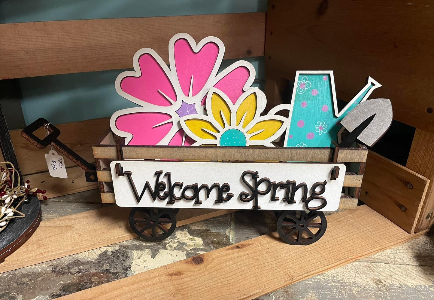 Welcome spring wagon/shelf set