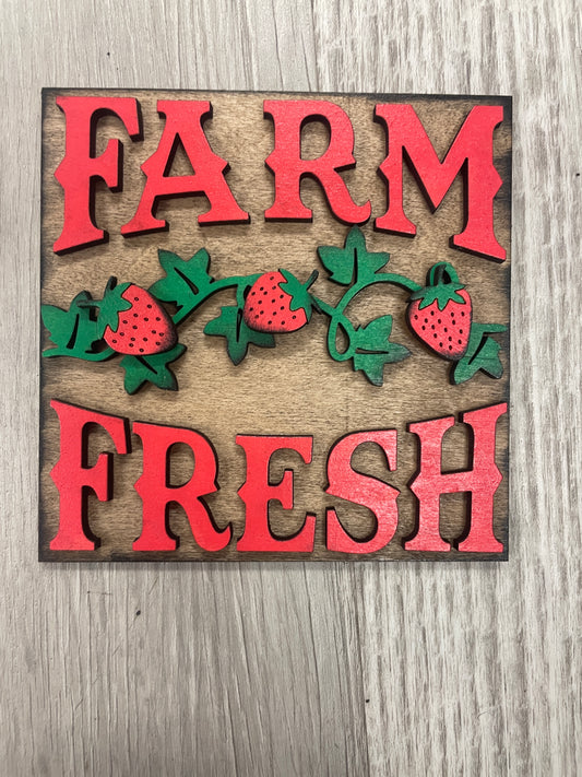 Farm fresh strawberries square insert