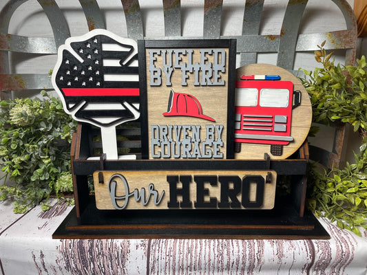 Our hero - fire wagon/ shelf set