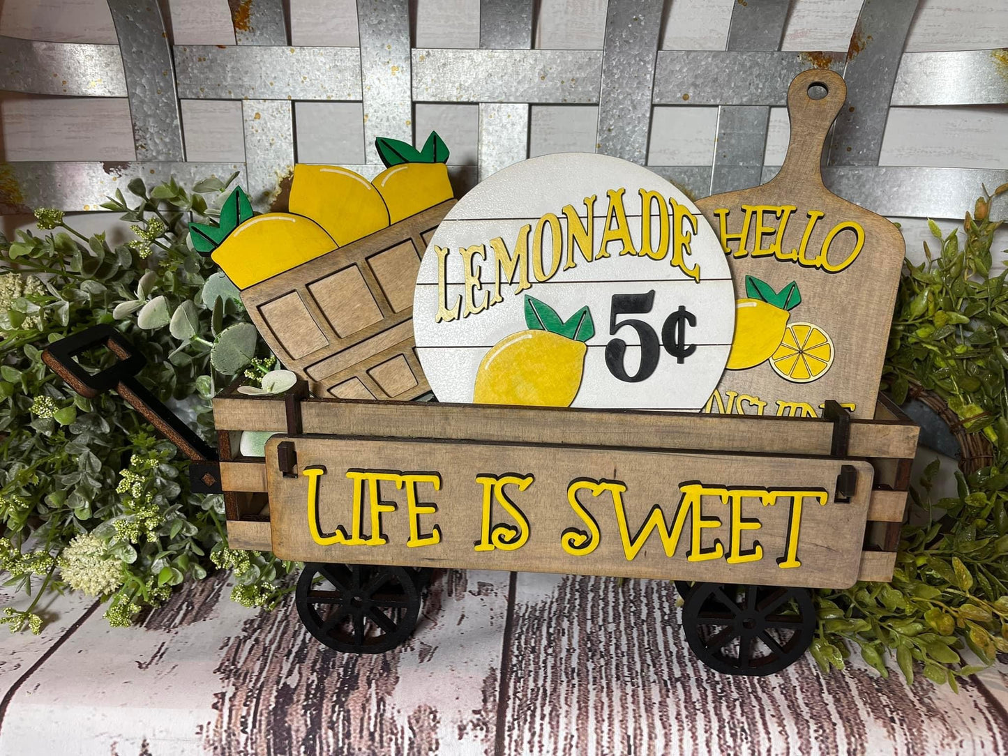 Life is sweet lemon wagon/shelf set